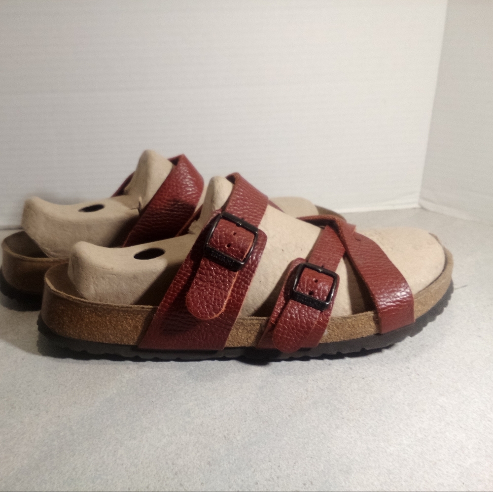 Birkenstock Tatami Red Double Buckle Crisscross Sandals US sz. Woman 11. Men 9 - Picture 5 of 10